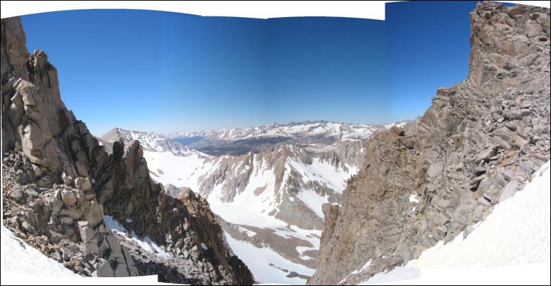 Panoramic 04 View from snow chute with Mt Versteeg and Barnard on left